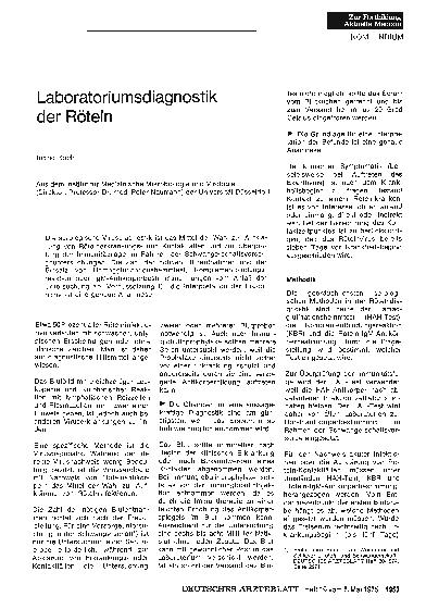 Vorschauseite 1: Laboratoriumsdiagnostik der Röteln