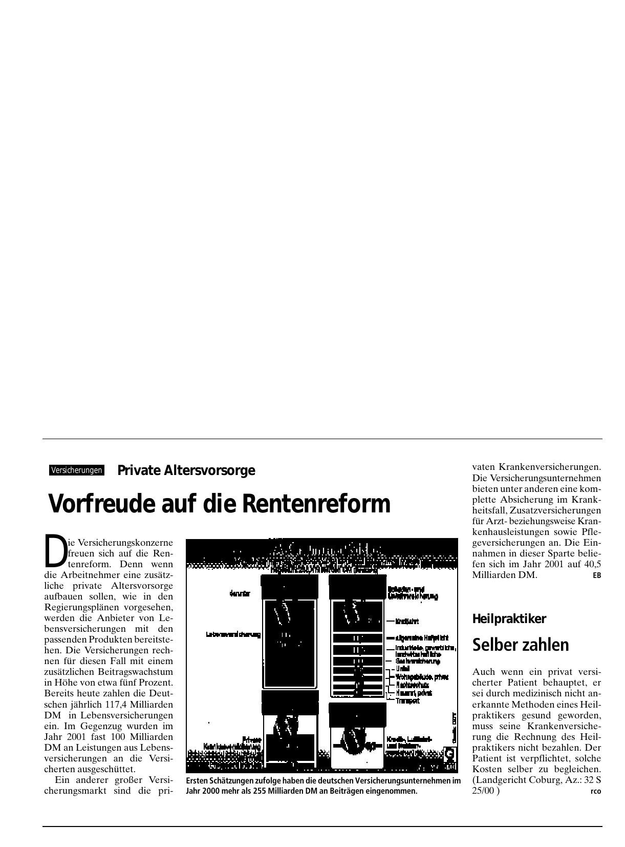 Vorschauseite 1: Private Altersvorsorge: Vorfreude auf die Rentenreform