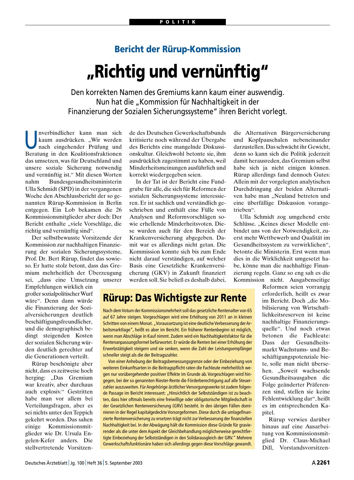 Vorschauseite 1: Rürup: Das Wichtigste zur Rente