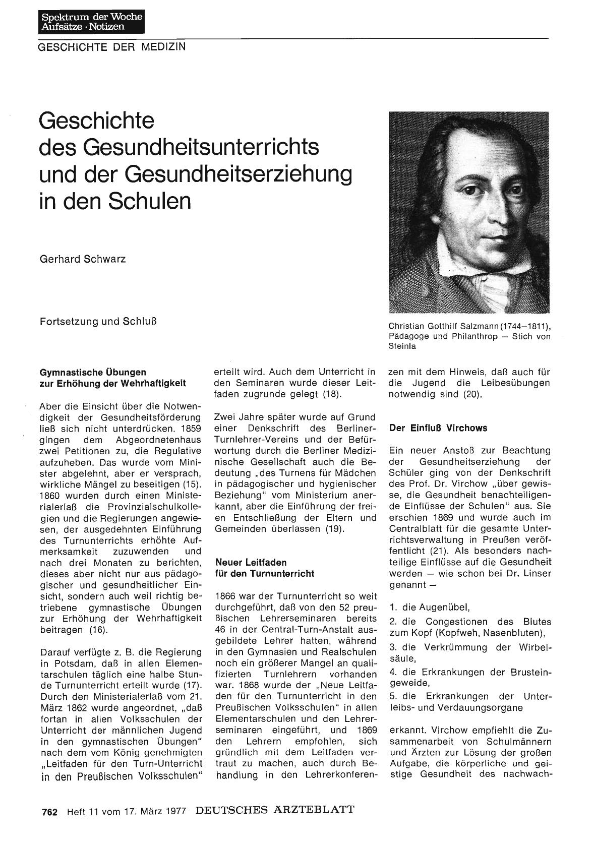 Vorschauseite 1: Geschichte des Gesundheitsunterrichts und der Gesundheitserziehung in den Schulen
