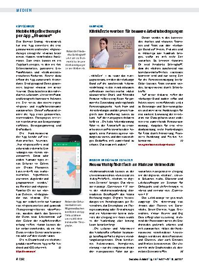 Vorschauseite 1: Kopfschmerz: Mobile Migränetherapie per App „M-sense“