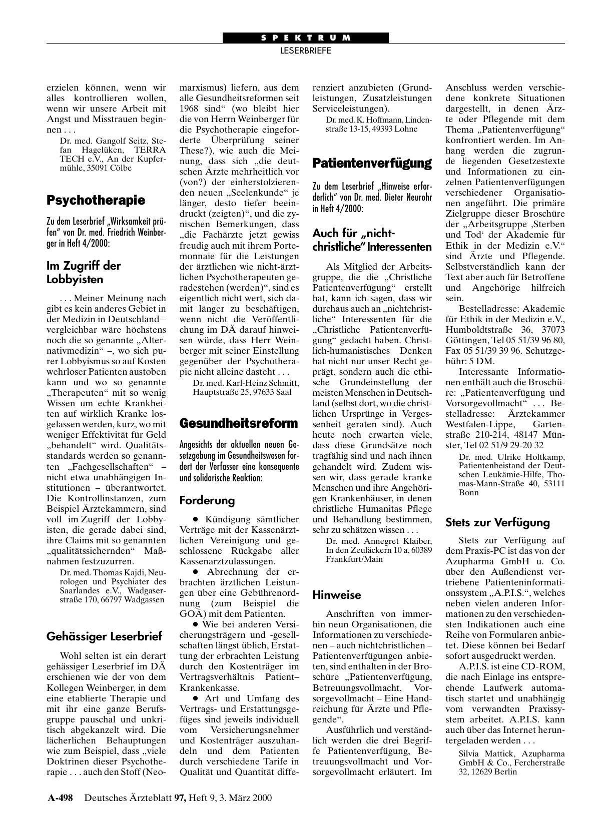 Vorschauseite 1: Patientenverfügung: Hinweise