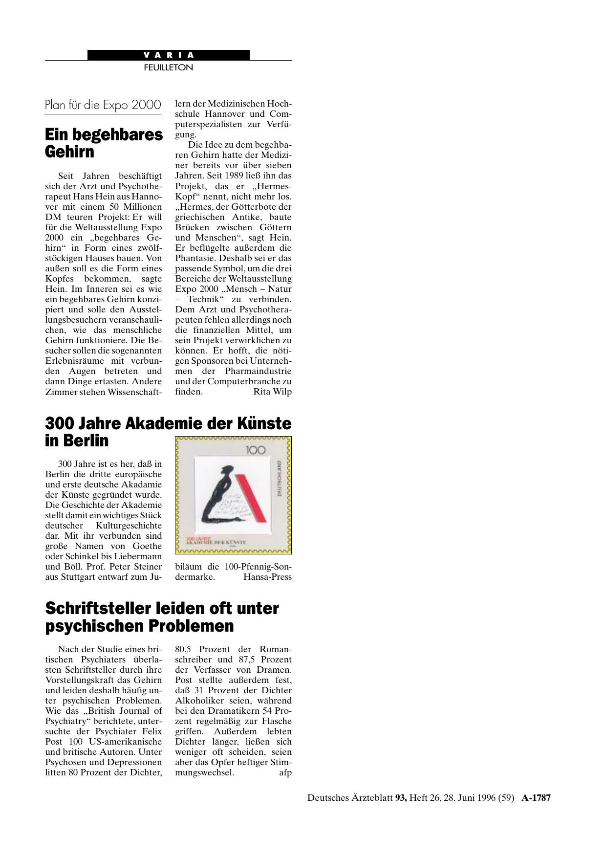 Vorschauseite 1: Schriftsteller leiden oft unter psychischen Problemen