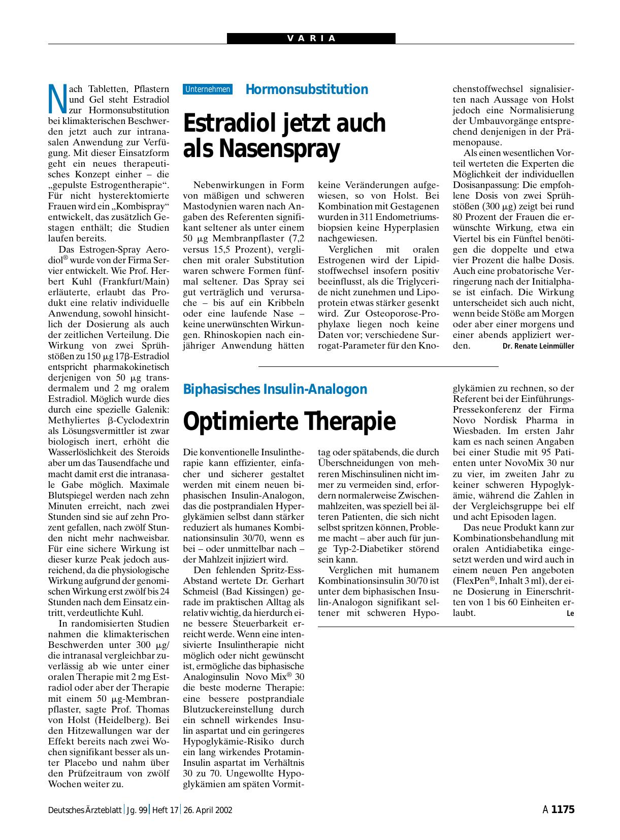 Vorschauseite 1: Biphasisches Insulin-Analogon: Optimierte Therapie