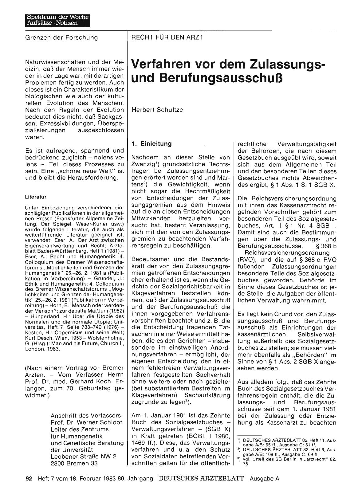 Vorschauseite 1: Verfahren vor dem Zulassungsund Berufungsausschuß