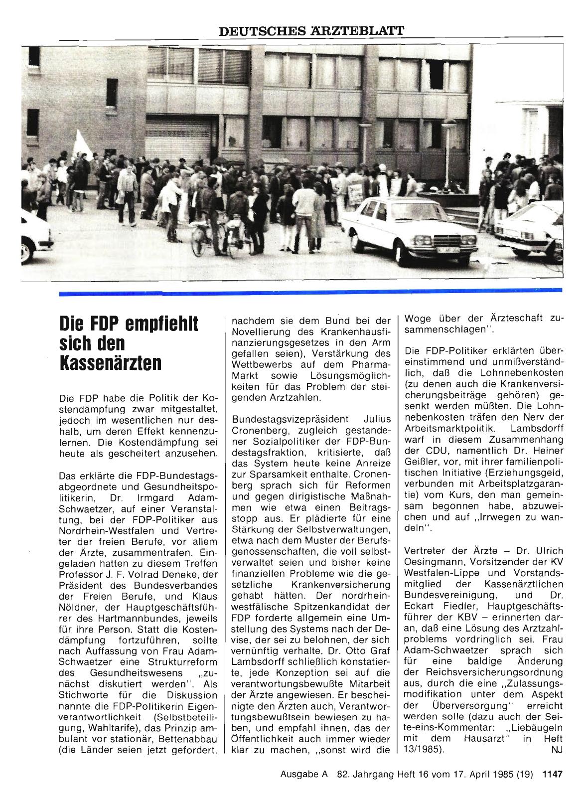 Vorschauseite 1: Die FDP empfiehlt sich den Kassenärzten