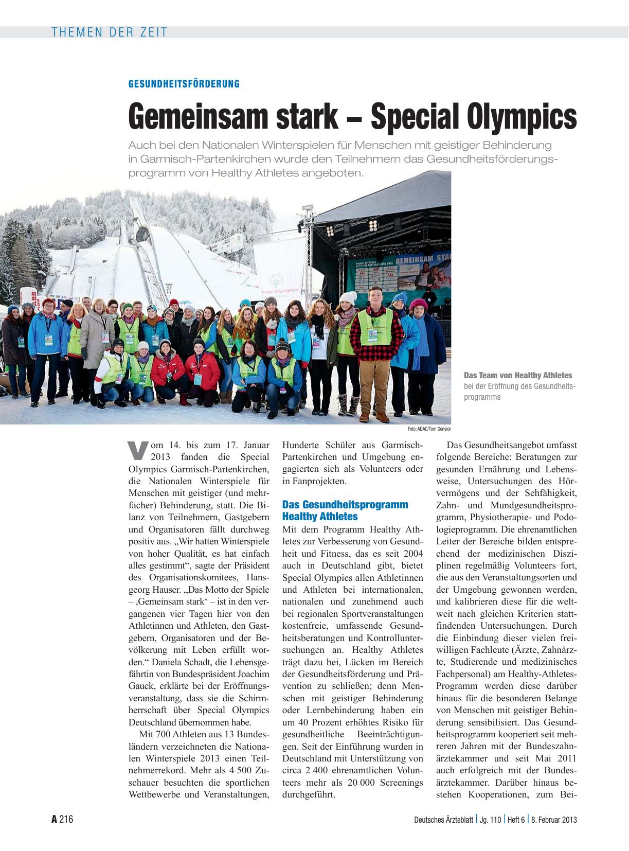 Vorschauseite 1: Gesundheitsförderung: Gemeinsam stark - Special Olympics