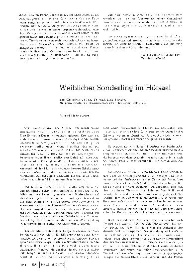 Vorschauseite 1: Weiblicher Sonderling im Hörsaal