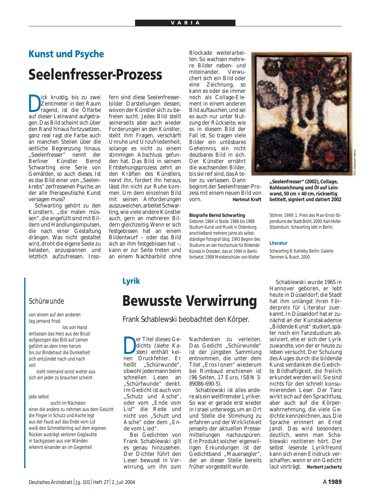 Vorschauseite 1: Lyrik: Bewusste Verwirrung