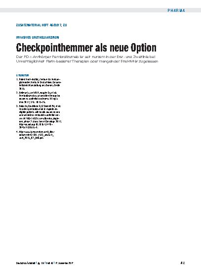 Vorschauseite 2: Invasives Urothelkarzinom: Checkpointhemmer als neue Option