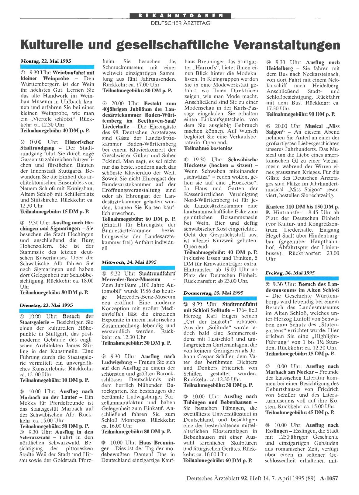 Vorschauseite 1: Kulturelle und gesellschaftliche Veranstaltungen