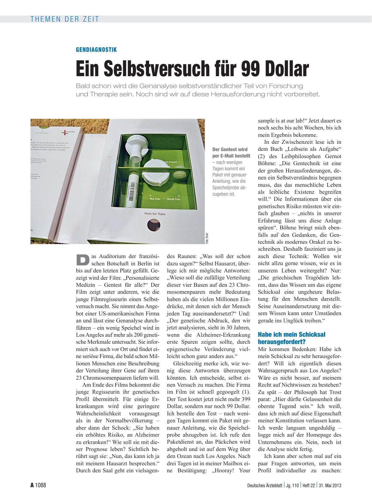 Vorschauseite 1: Gendiagnostik: Ein Selbstversuch für 99 Dollar