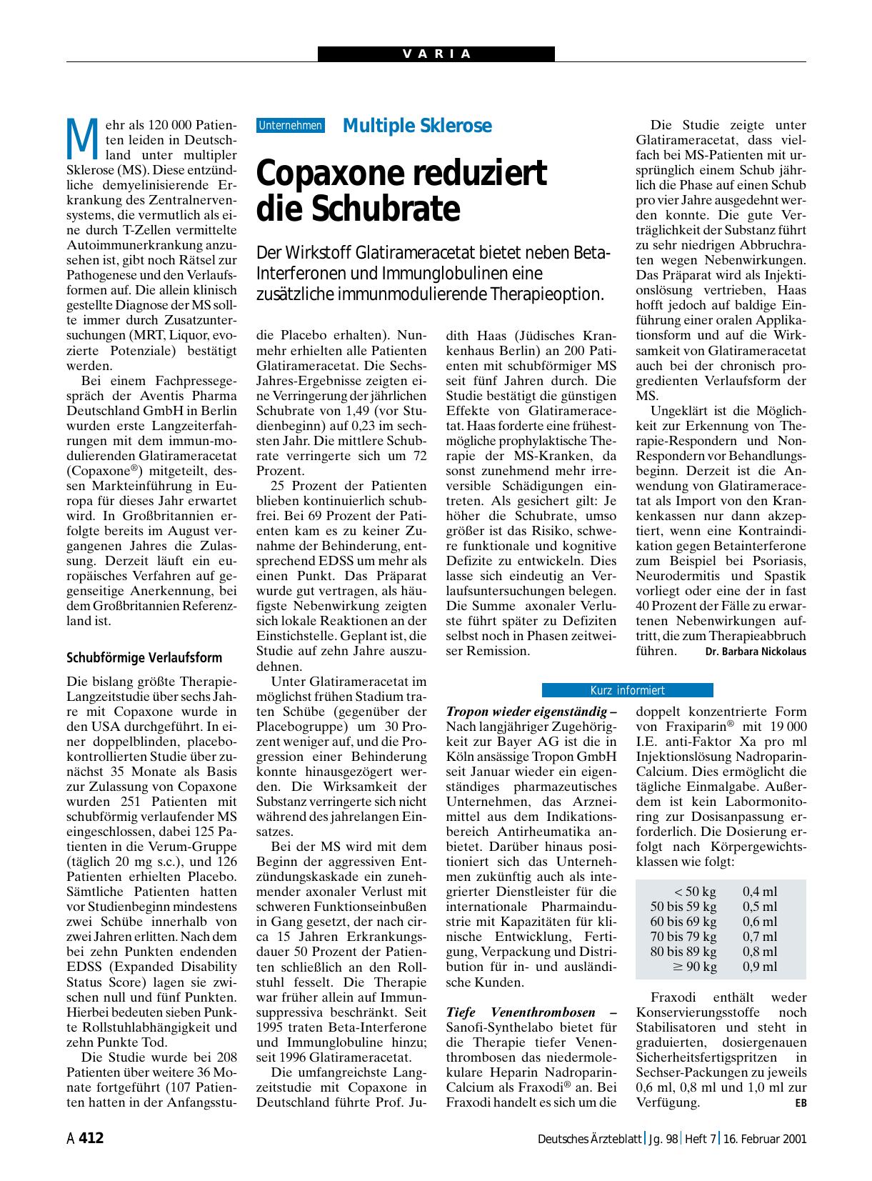 Vorschauseite 1: Tropon wieder eigenständig