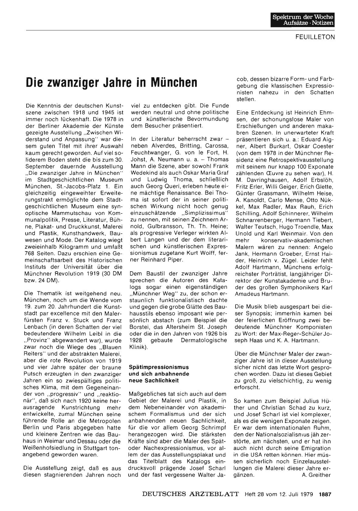 Vorschauseite 1: Die zwanziger Jahre in München