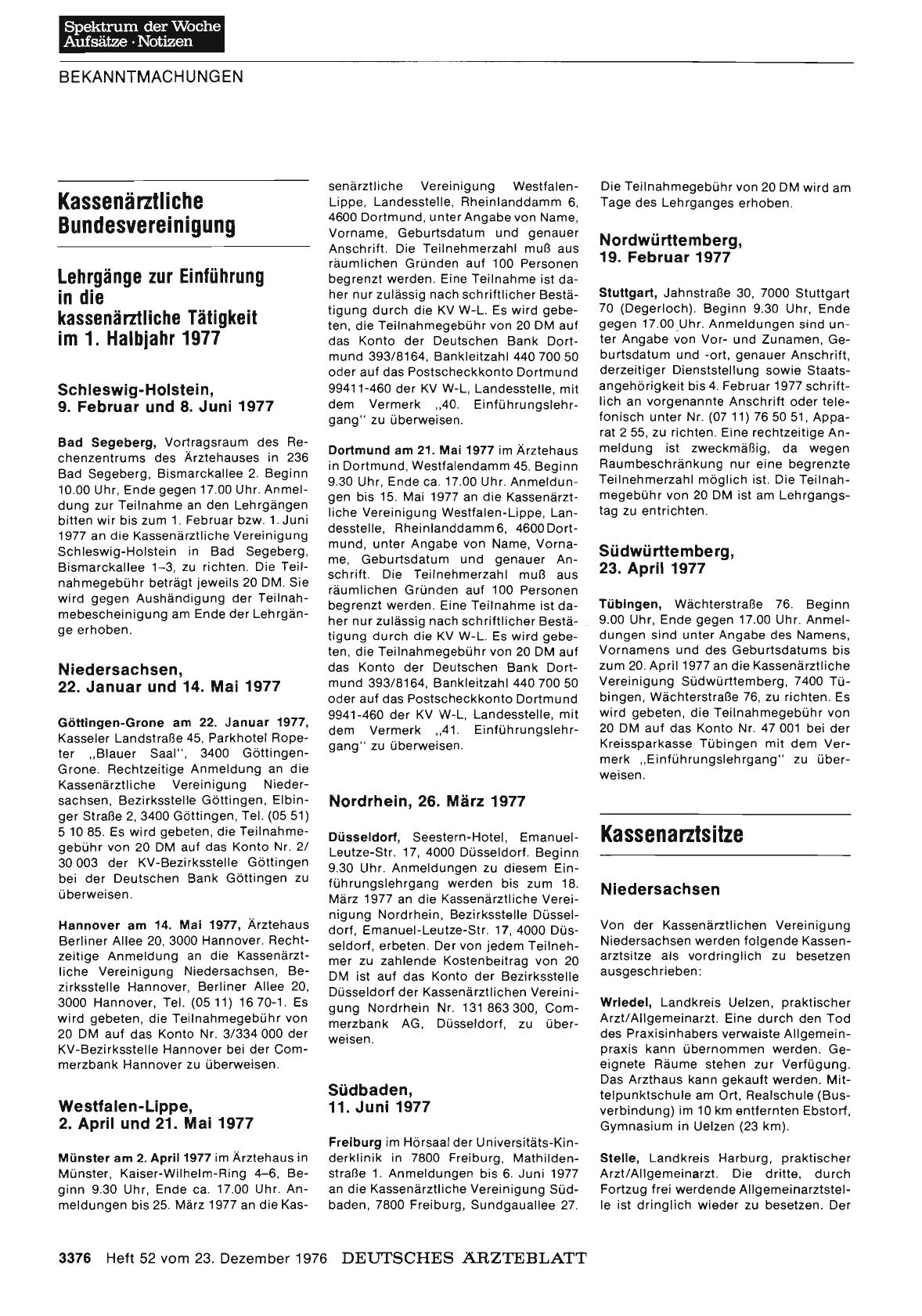 Vorschauseite 1: Kassenarztsitze