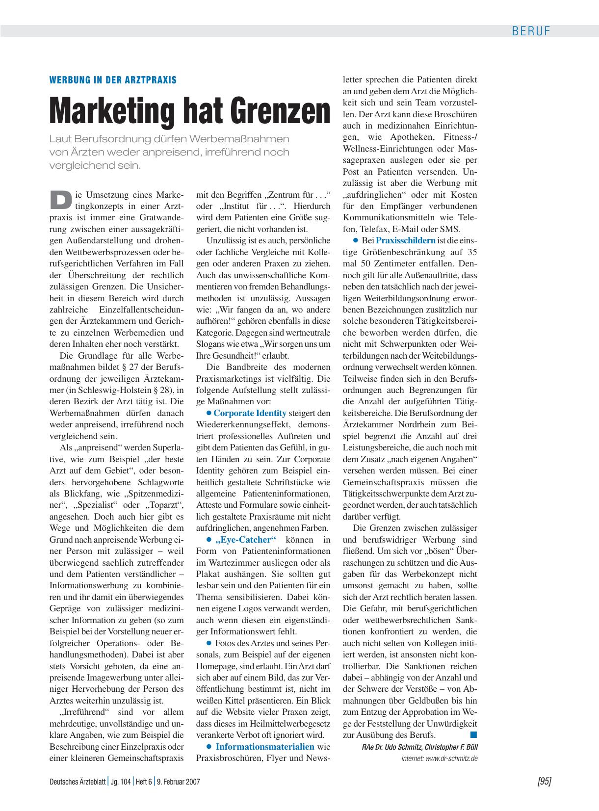 Vorschauseite 1: Werbung in der Arztpraxis: Marketing hat Grenzen