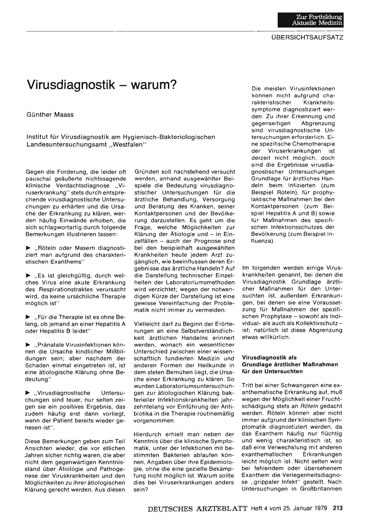 Vorschauseite 1: Virusdiagnostik - warum?
