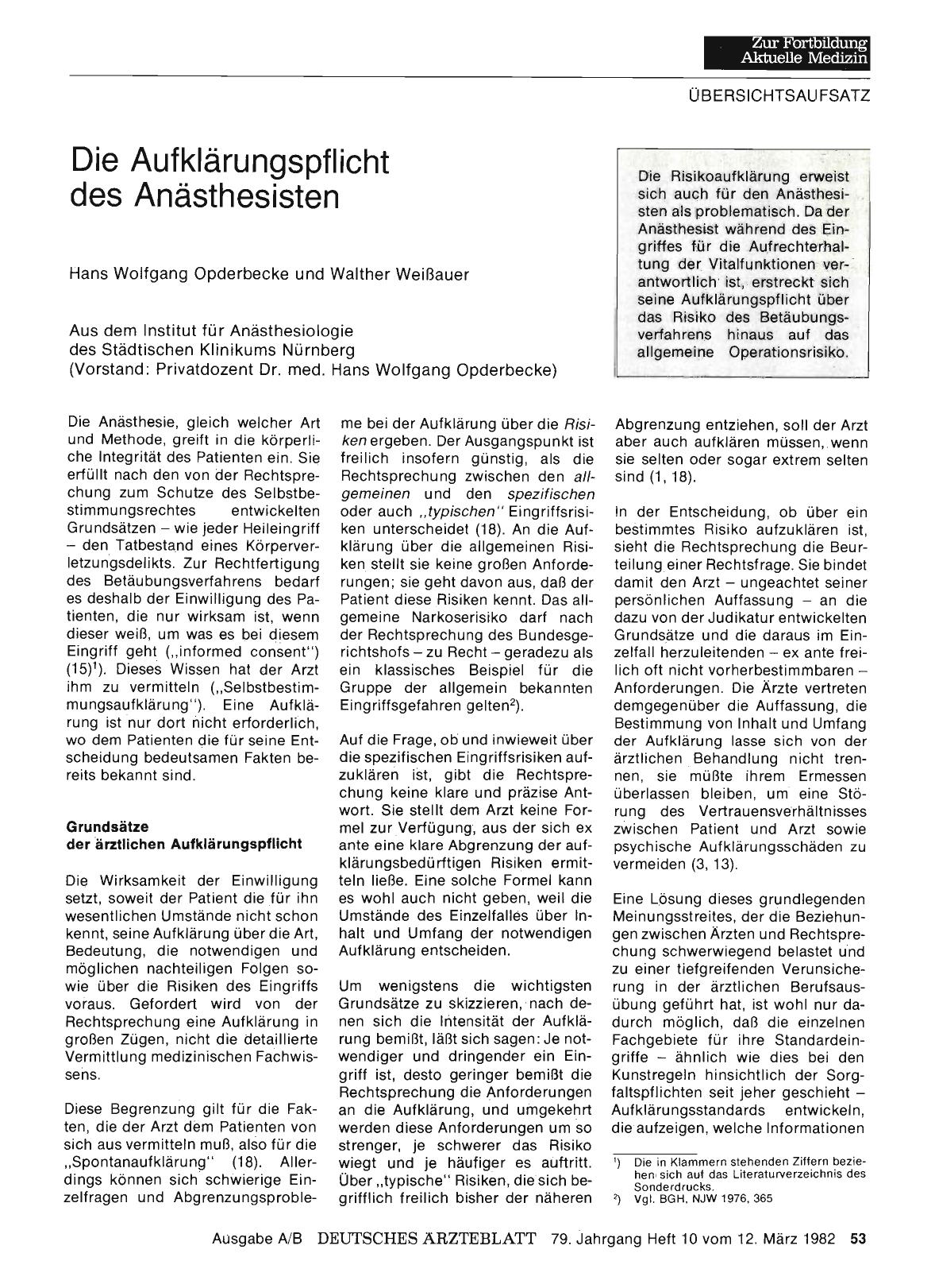 Vorschauseite 1: Die Aufklärungspflicht des Anästhesisten