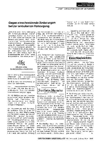 Vorschauseite 1: Gegen einschneidende Änderungen bei der ambulanten Versorgung