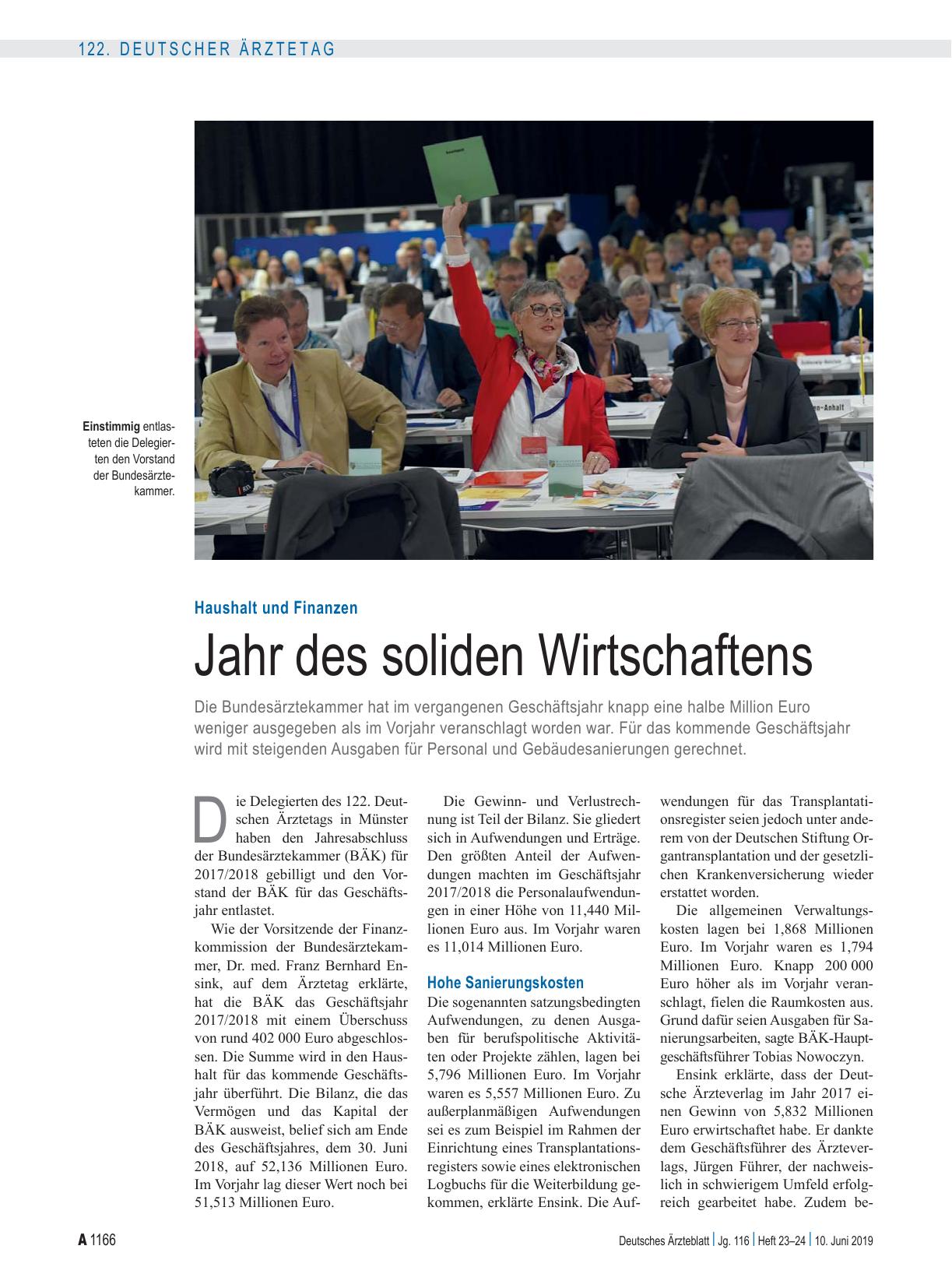 Vorschauseite 1: Haushalt und Finanzen: Jahr des soliden Wirtschaftens