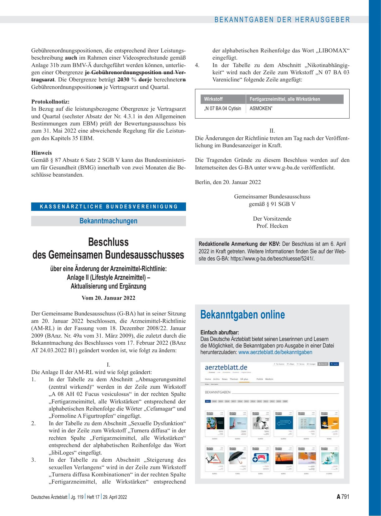 Vorschauseite 1: Bekanntgaben online