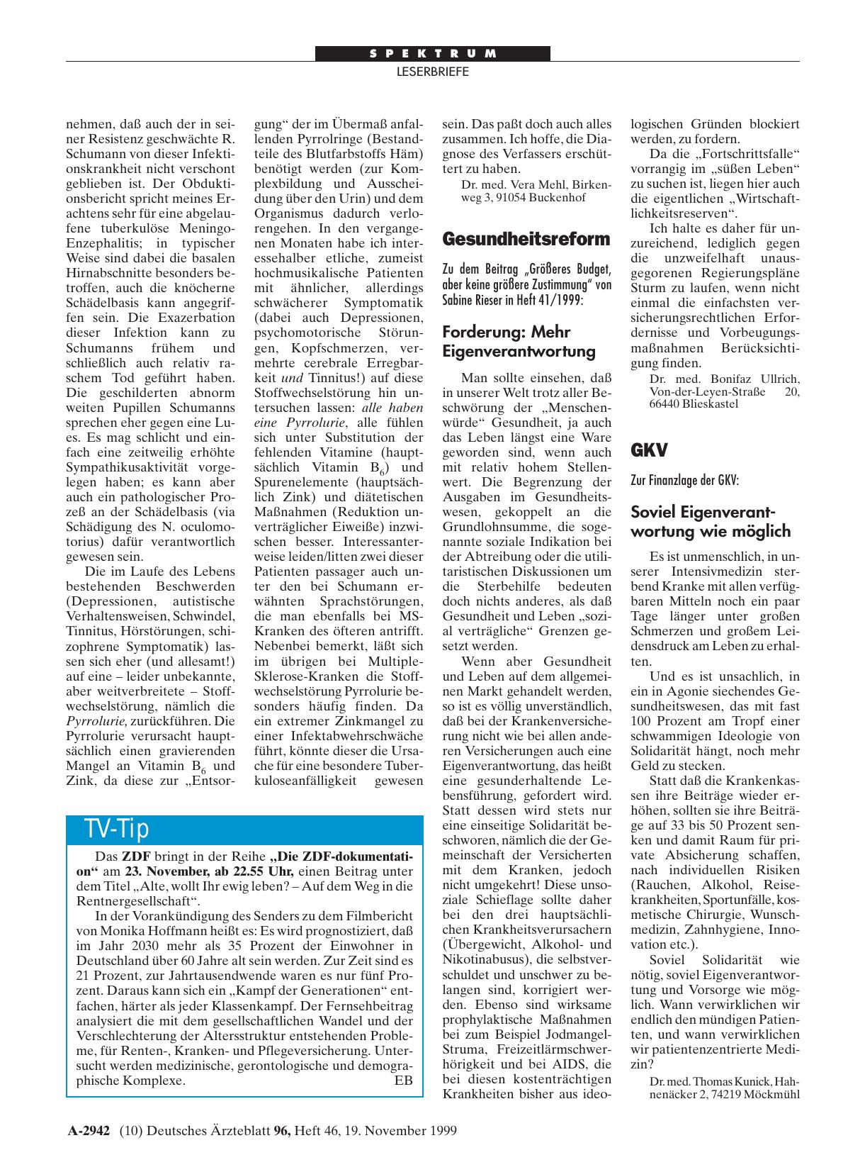 Vorschauseite 1: Gesundheitsreform – Forderung: Mehr Eigenverantwortung