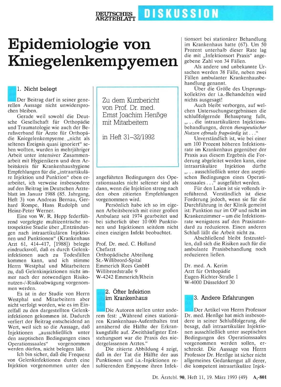 Vorschauseite 1: Epidemiologie von Kniegelenkempyemen: 1. Nicht belegt