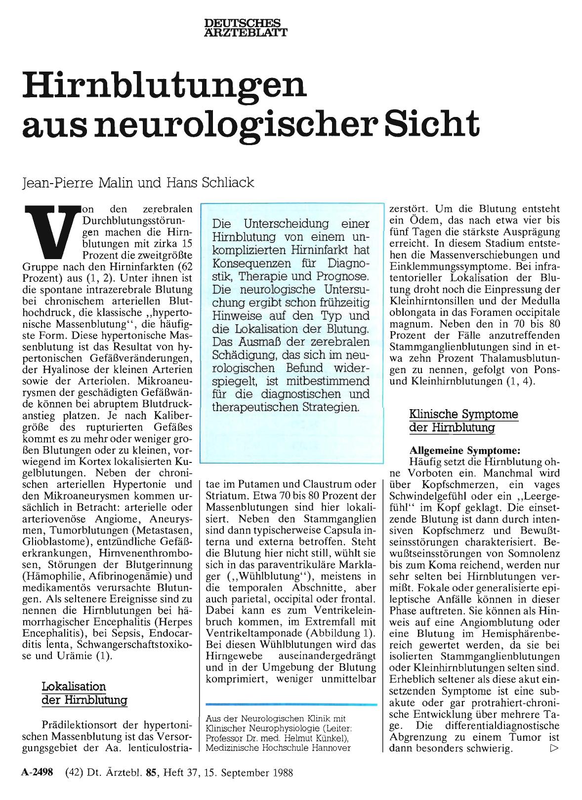 Vorschauseite 1: Hirnblutungen aus neurologischer Sicht
