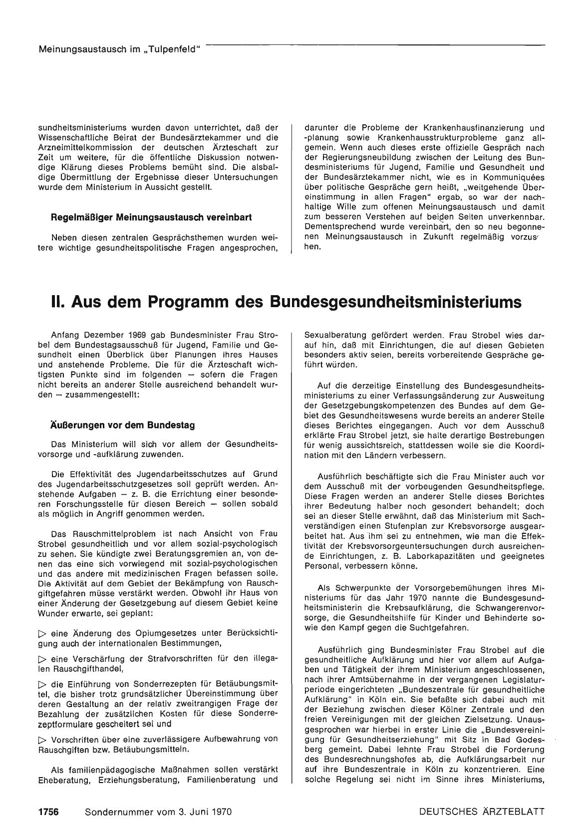 Vorschauseite 1: B. II. Aus dem Programm des Bundesgesundheitsministeriums