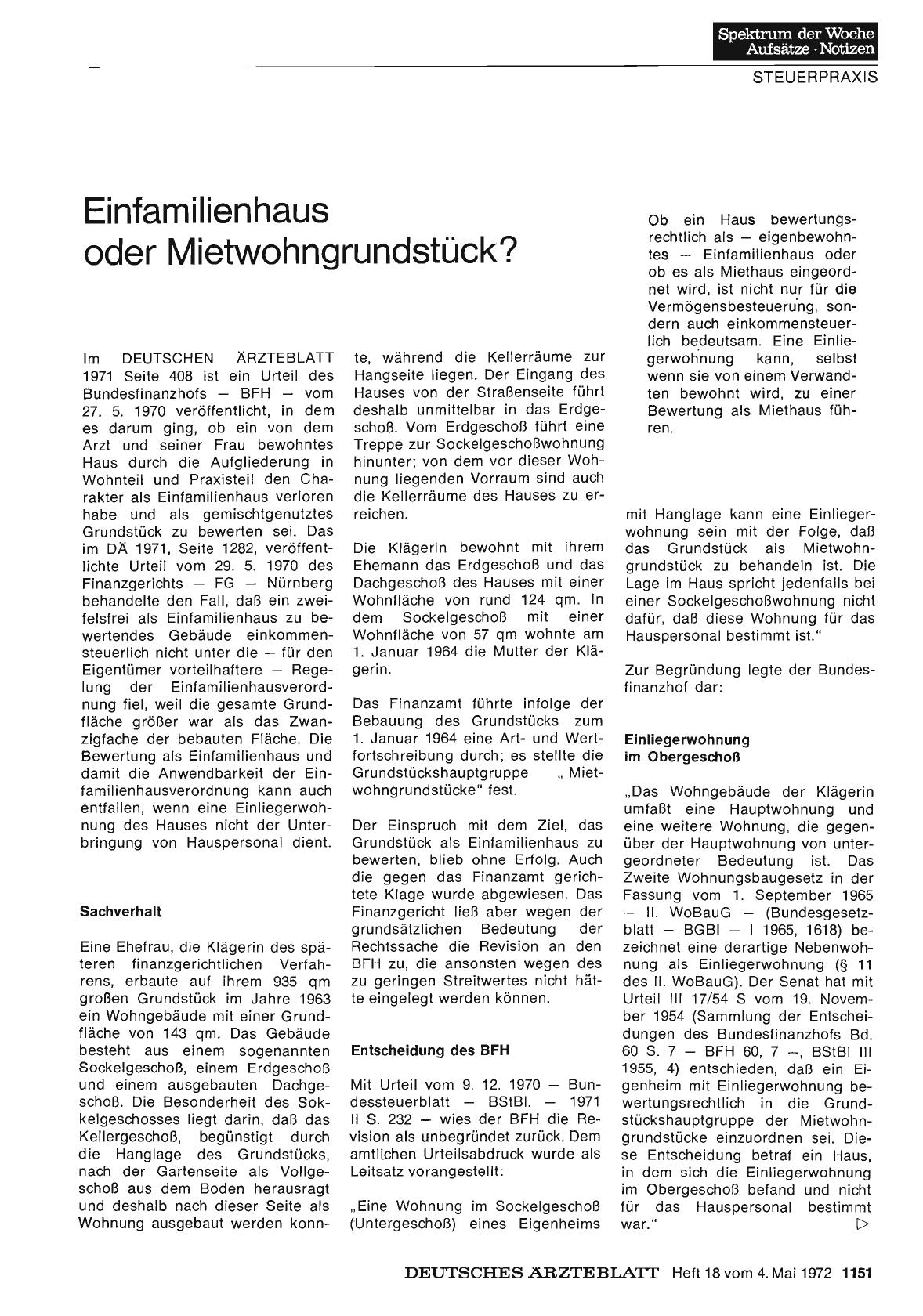 Vorschauseite 1: Einfamilienhaus oder Mietwohngrundstück?