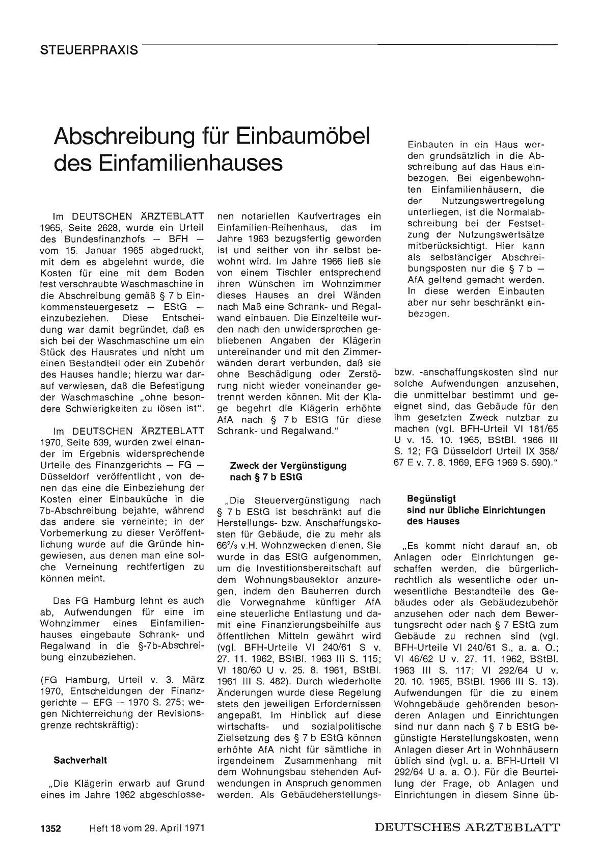 Vorschauseite 1: Abschreibung für Einbaumöbel des Einfamilienhauses