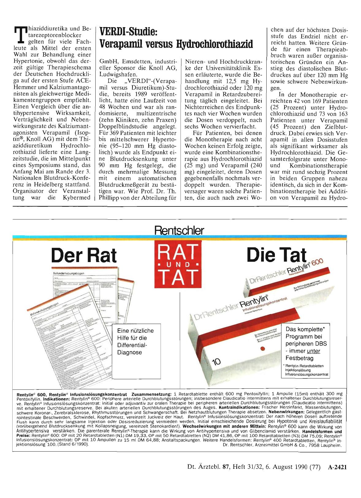 Vorschauseite 1: VERDI-Studie: Verapamil versus Hydrochlorothiazid