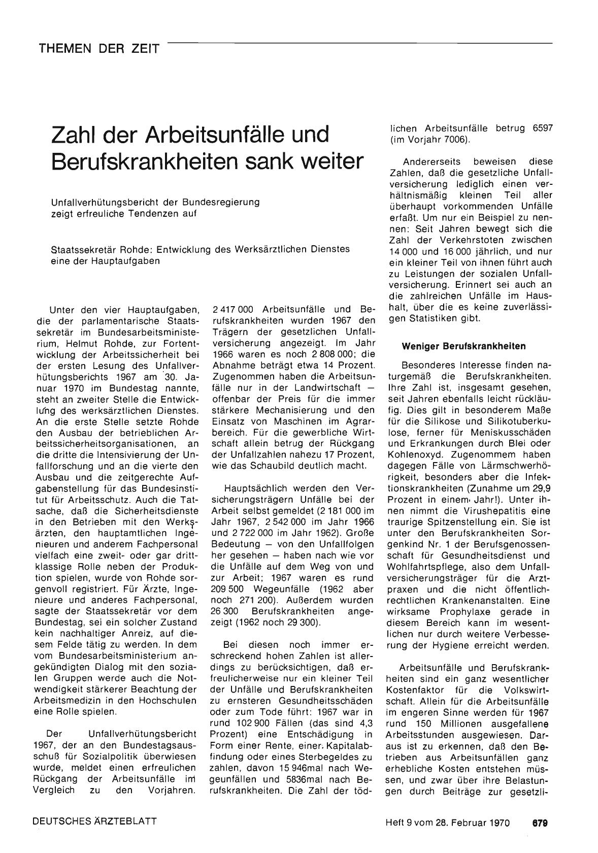 Vorschauseite 1: Zahl der Arbeitsunfälle und Berufskrankheiten sank weiter