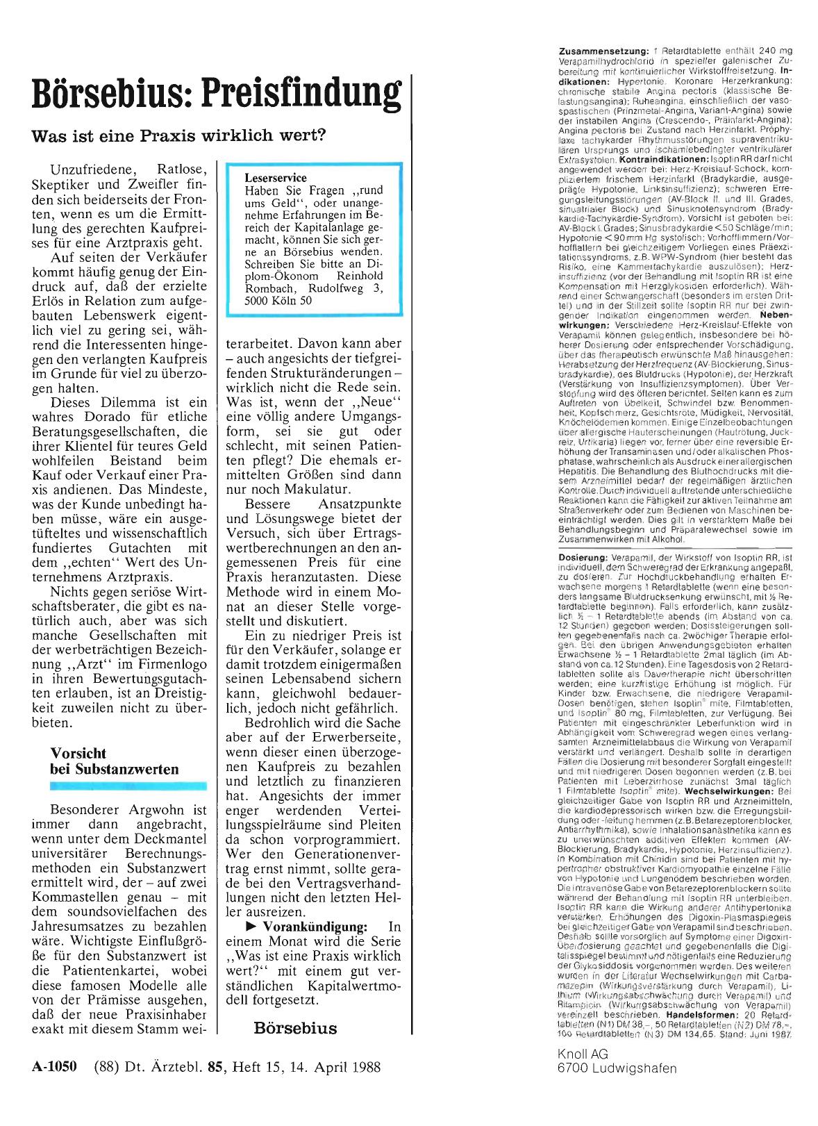 Vorschauseite 1: Börsebius: Preisfindung