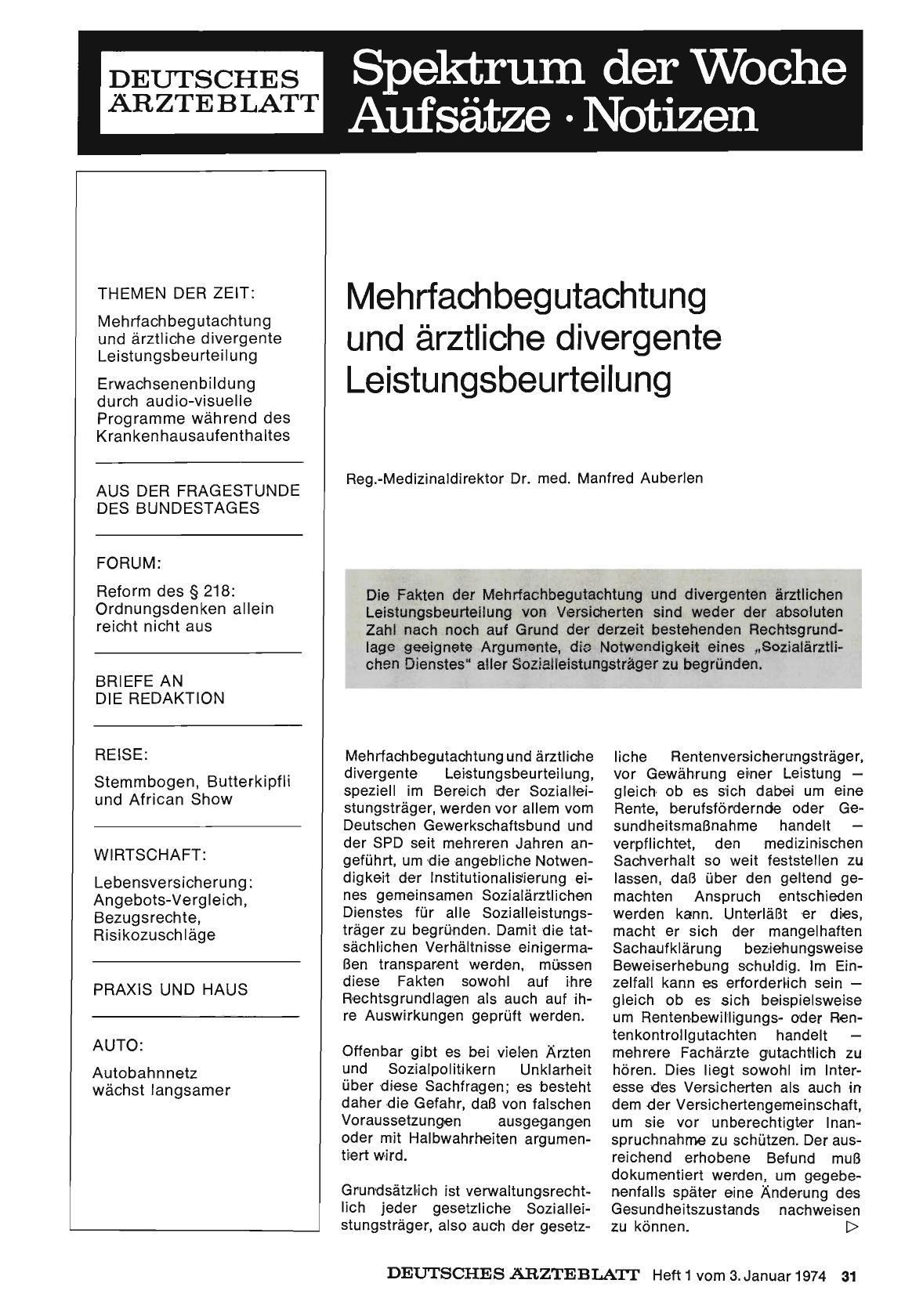 Vorschauseite 1: Mehrfachbegutachtung und ärztliche divergente Leistungsbeurteilung