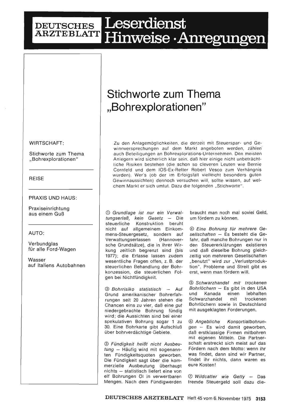 Vorschauseite 1: Stichworte zum Thema „Bohrexplorationen“