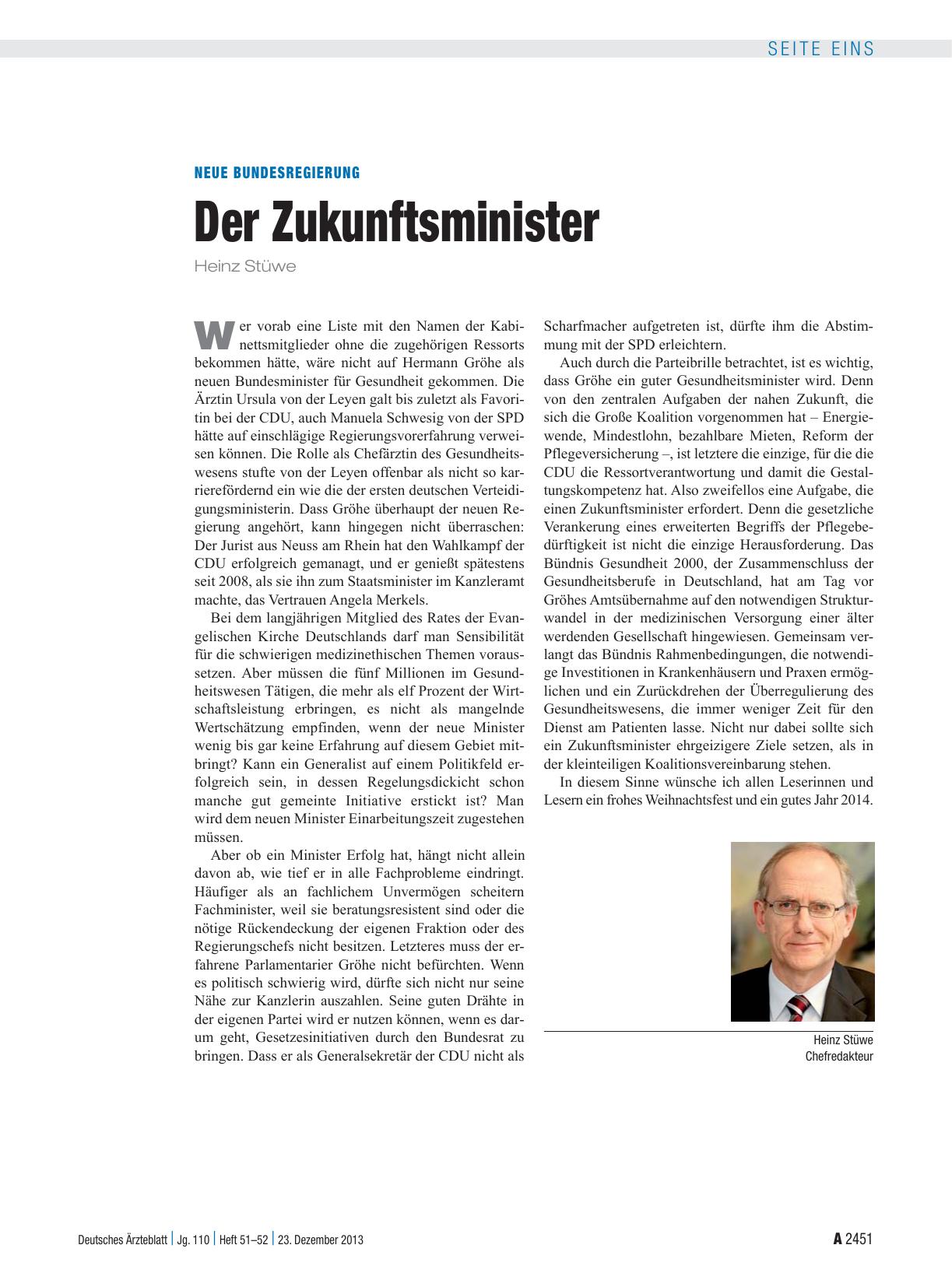 Vorschauseite 1: Neue Bundesregierung: Der Zukunftsminister