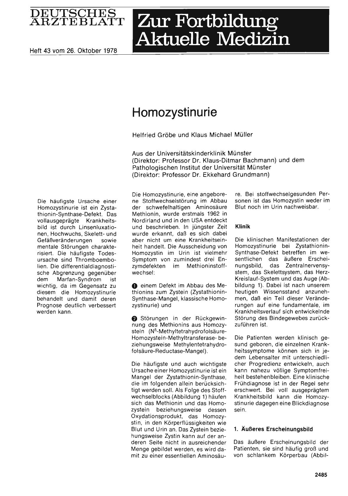 Vorschauseite 1: Homozystinurie