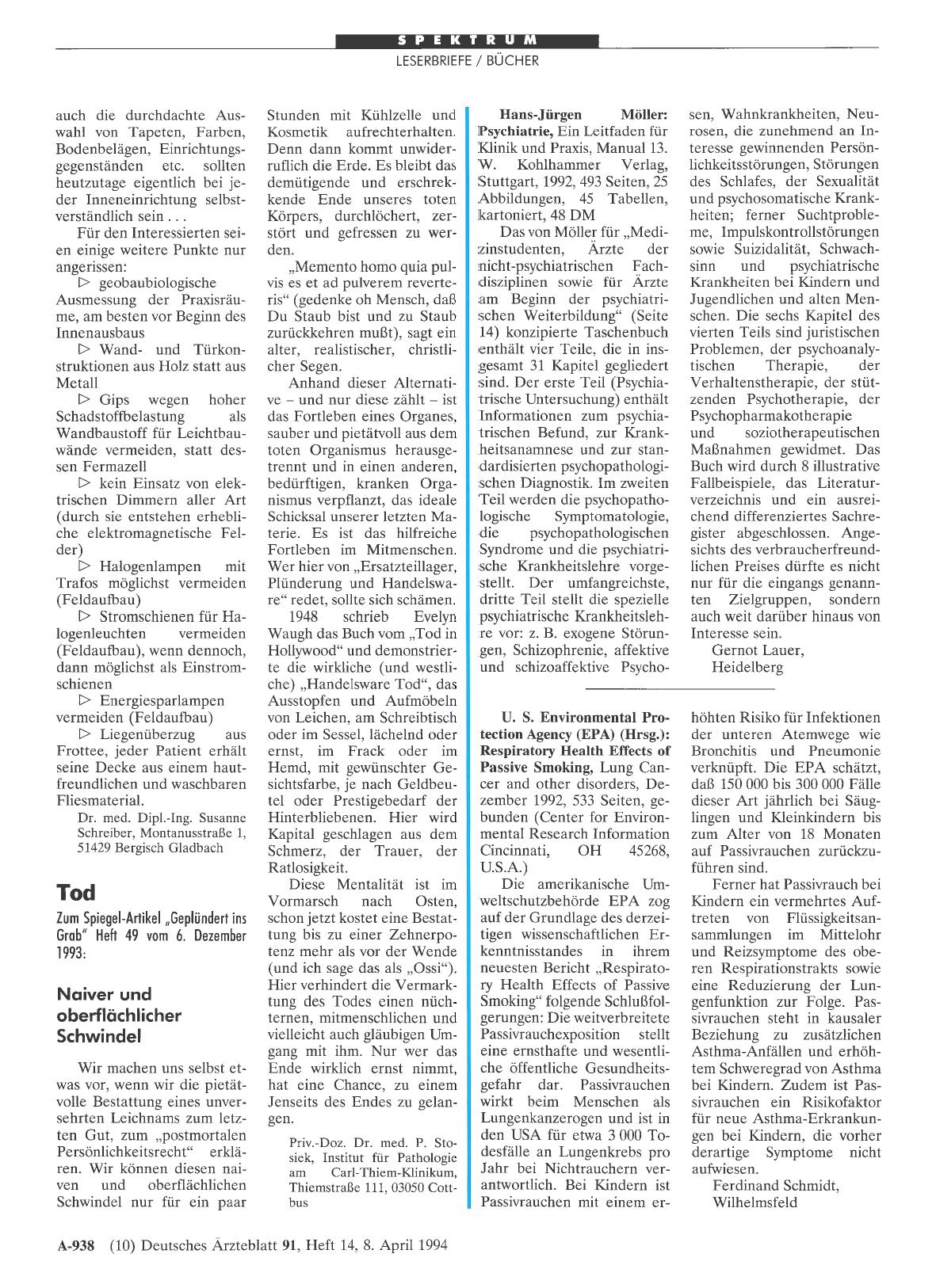Vorschauseite 1: U. S. Environmental Protection Agency (EPA) (Hrsg. ): Respiratory Health Effects of Passive Smoking