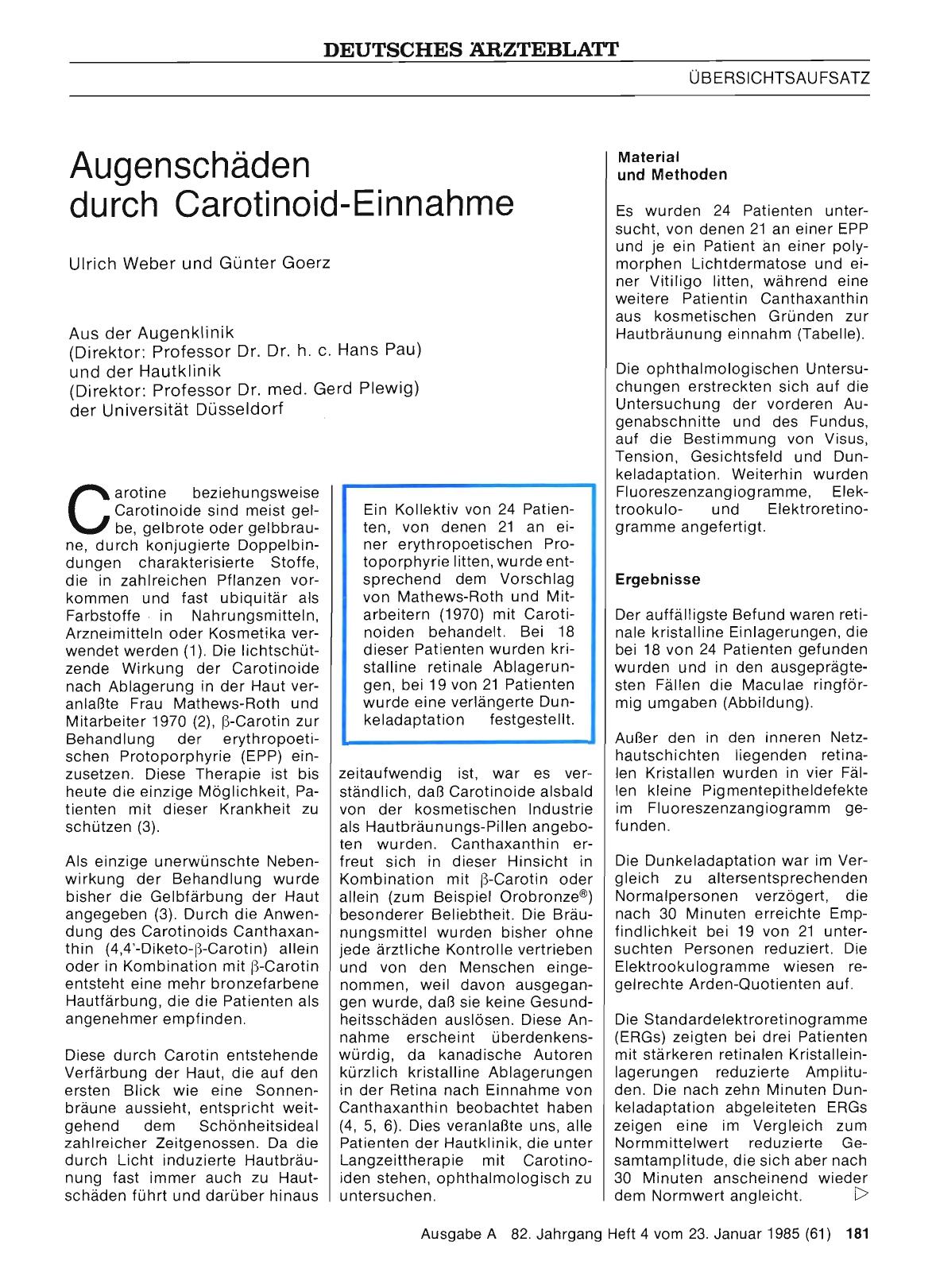 Vorschauseite 1: Augenschäden durch Carotinoid-Einnahme