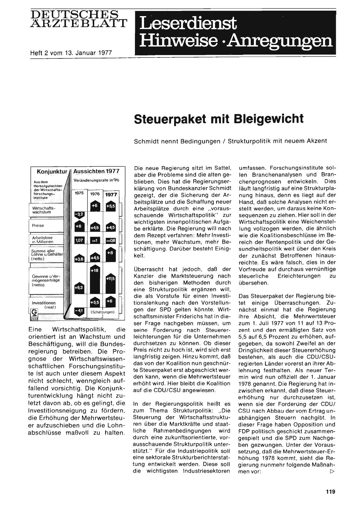 Vorschauseite 1: Steuerpaket mit Bleigewicht
