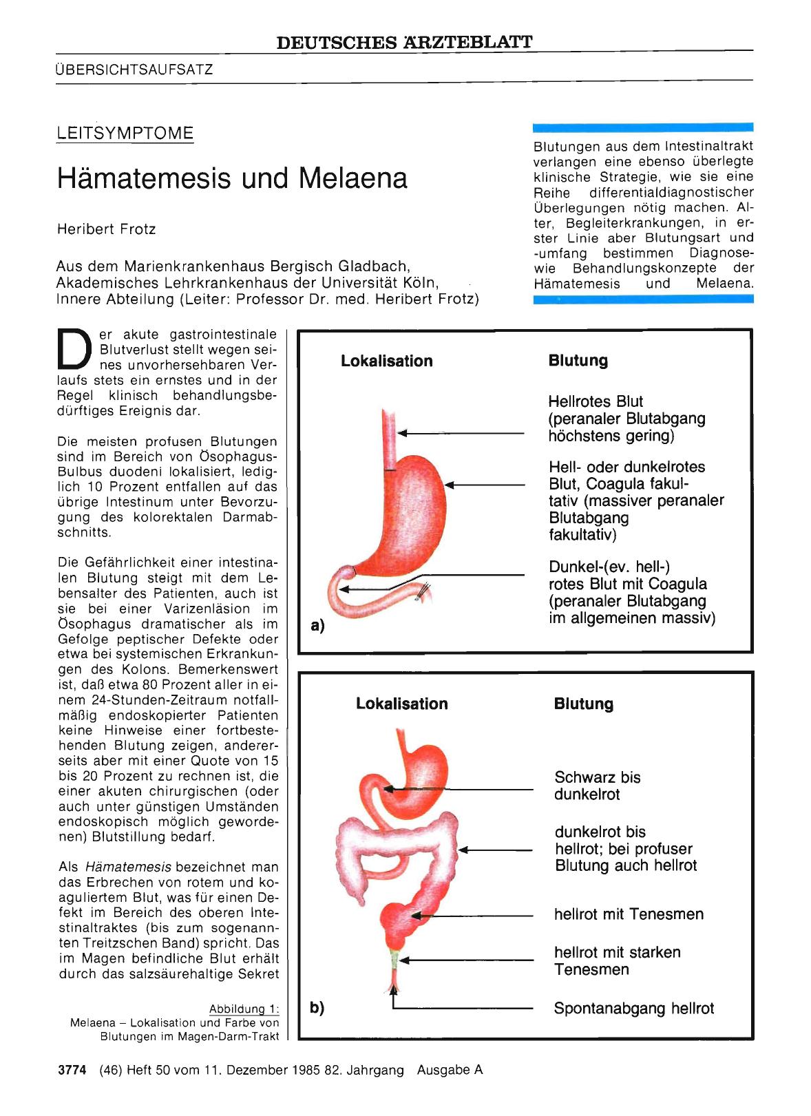 Vorschauseite 1: LEITSYMPTOME: Hämatemesis und Melaena