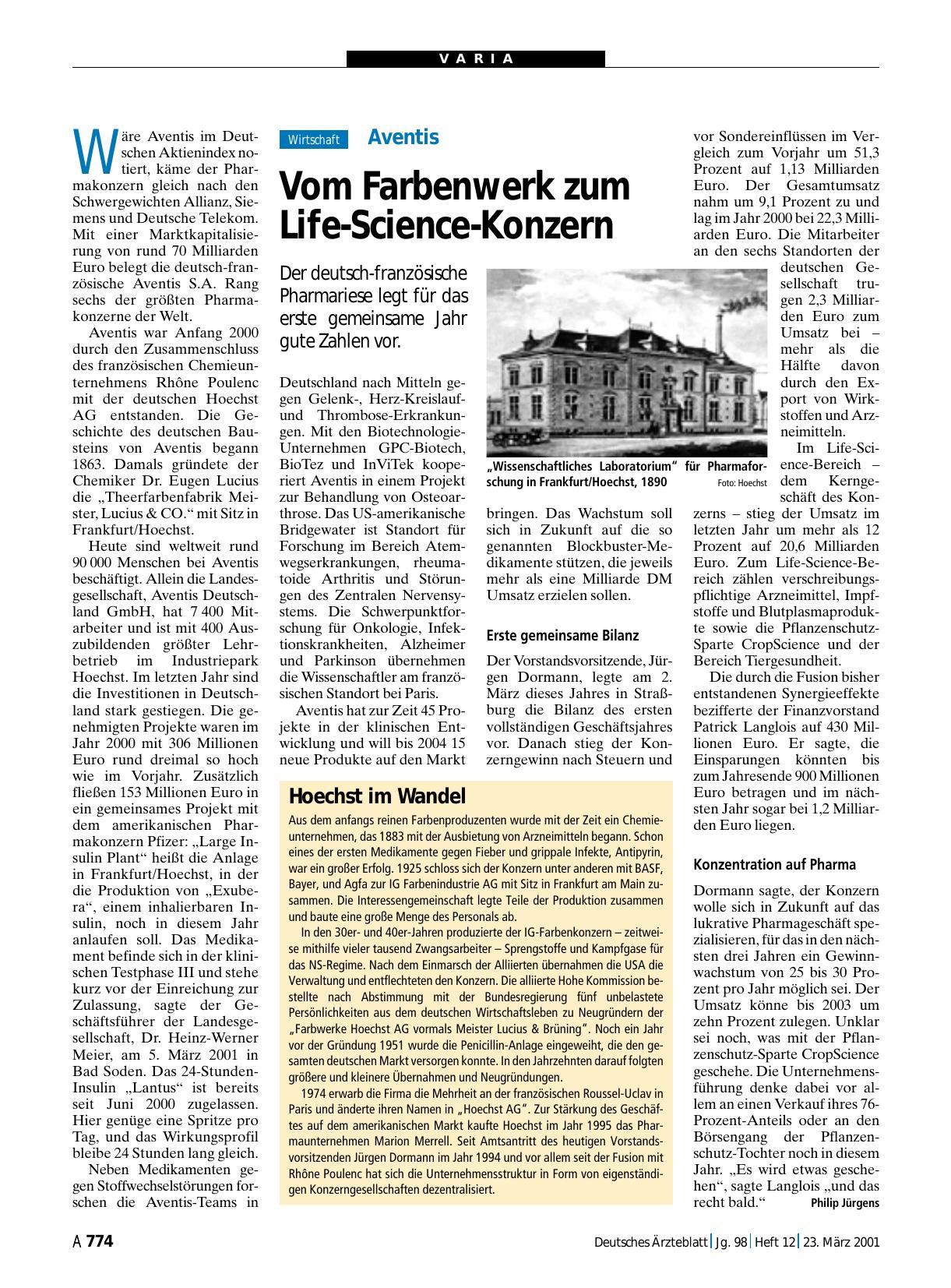 Vorschauseite 1: Aventis: Vom Farbenwerk zum Life-Science-Konzern