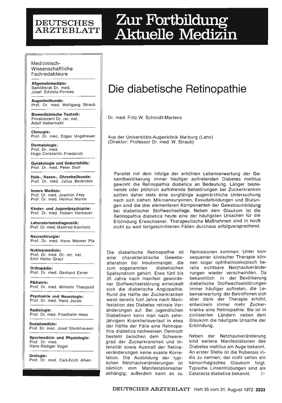 Vorschauseite 1: Die diabetische Retinopathie