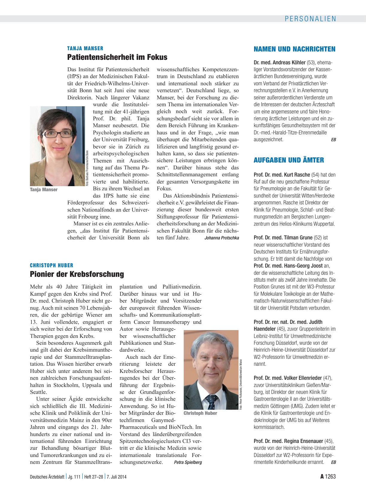 Vorschauseite 1: Tanja Manser: Patientensicherheit im Fokus