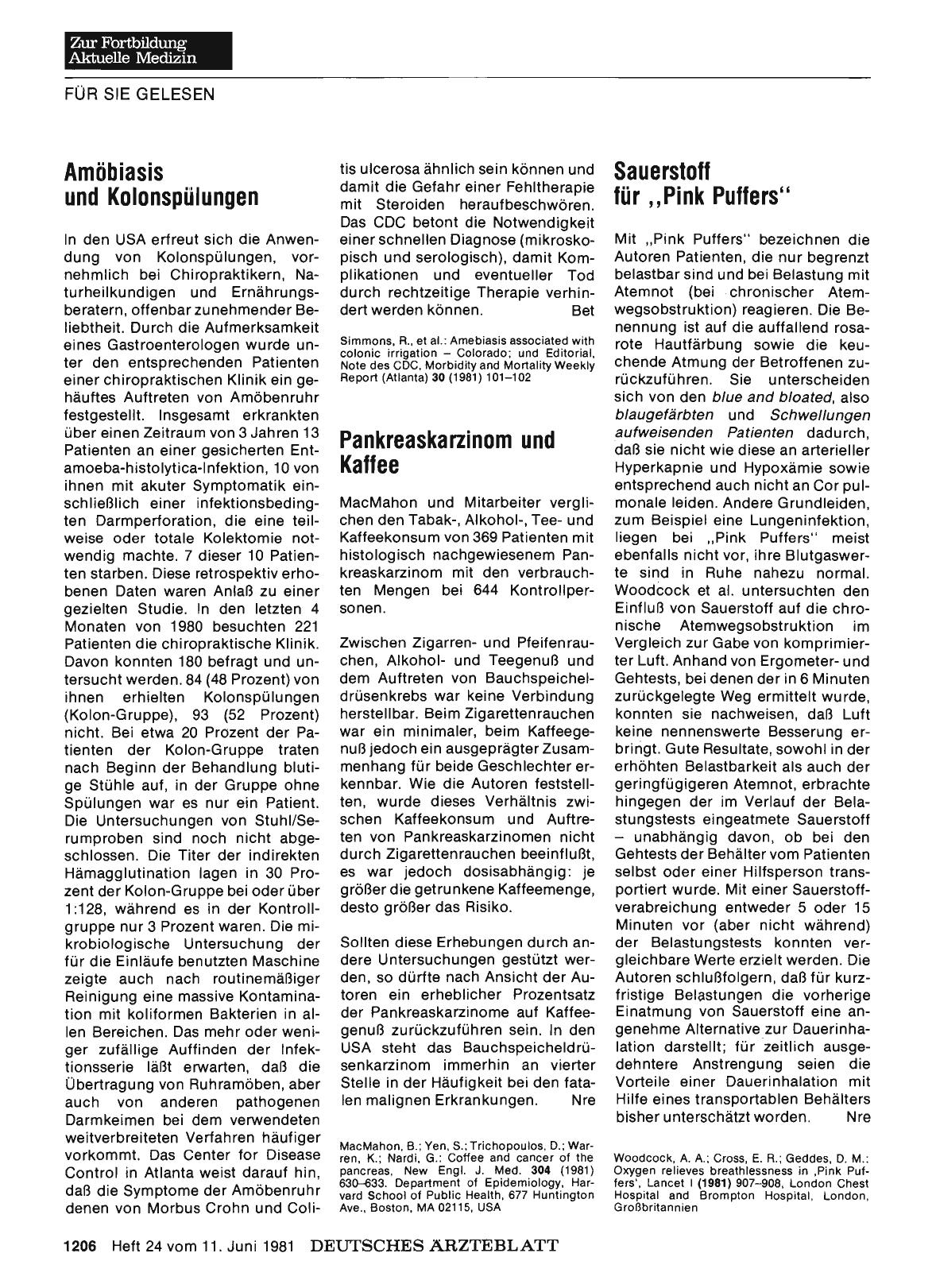 Vorschauseite 1: Amöbiasis und Kolonspülungen