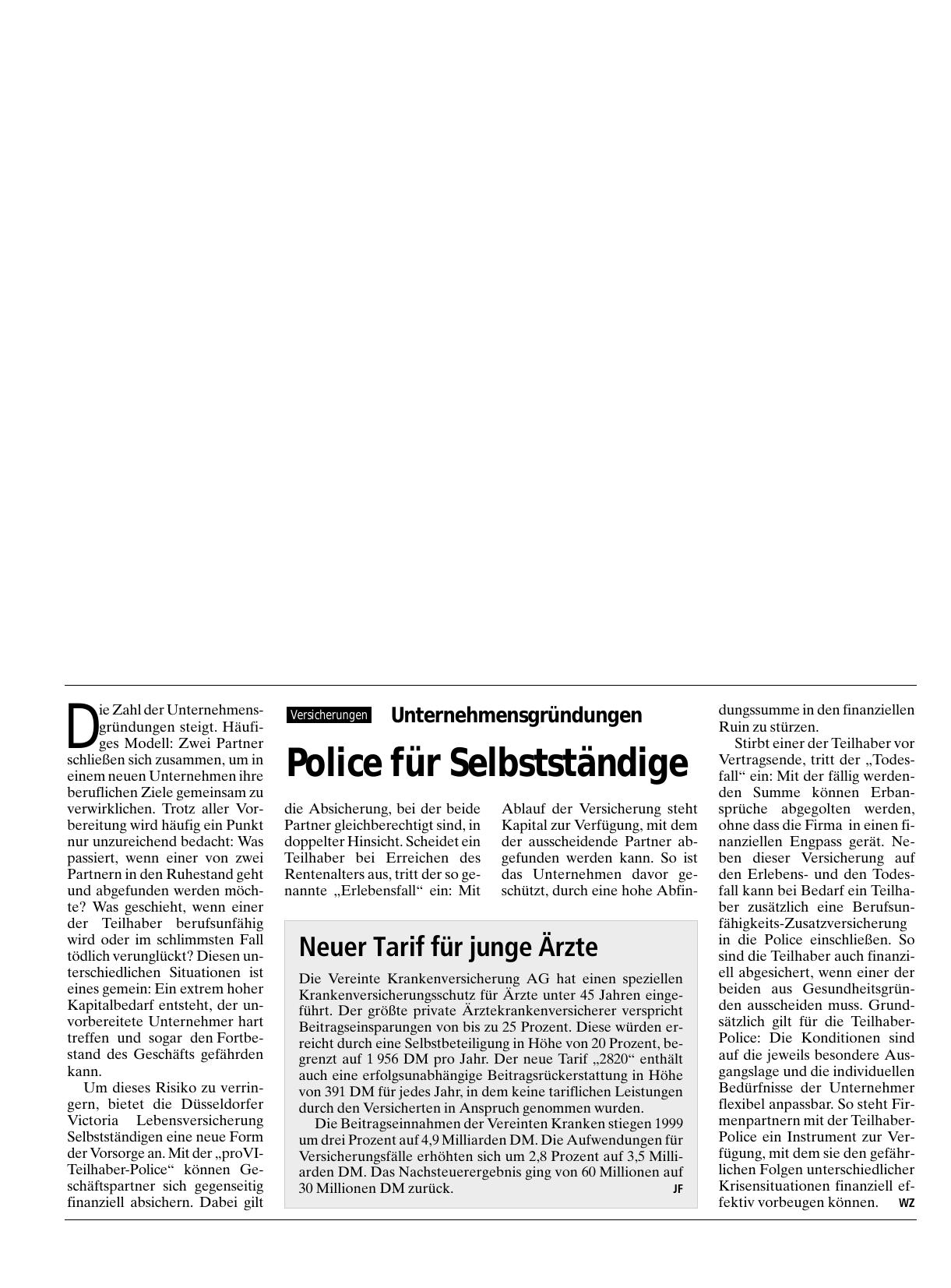 Vorschauseite 1: Unternehmensgründungen: Police für Selbstständige