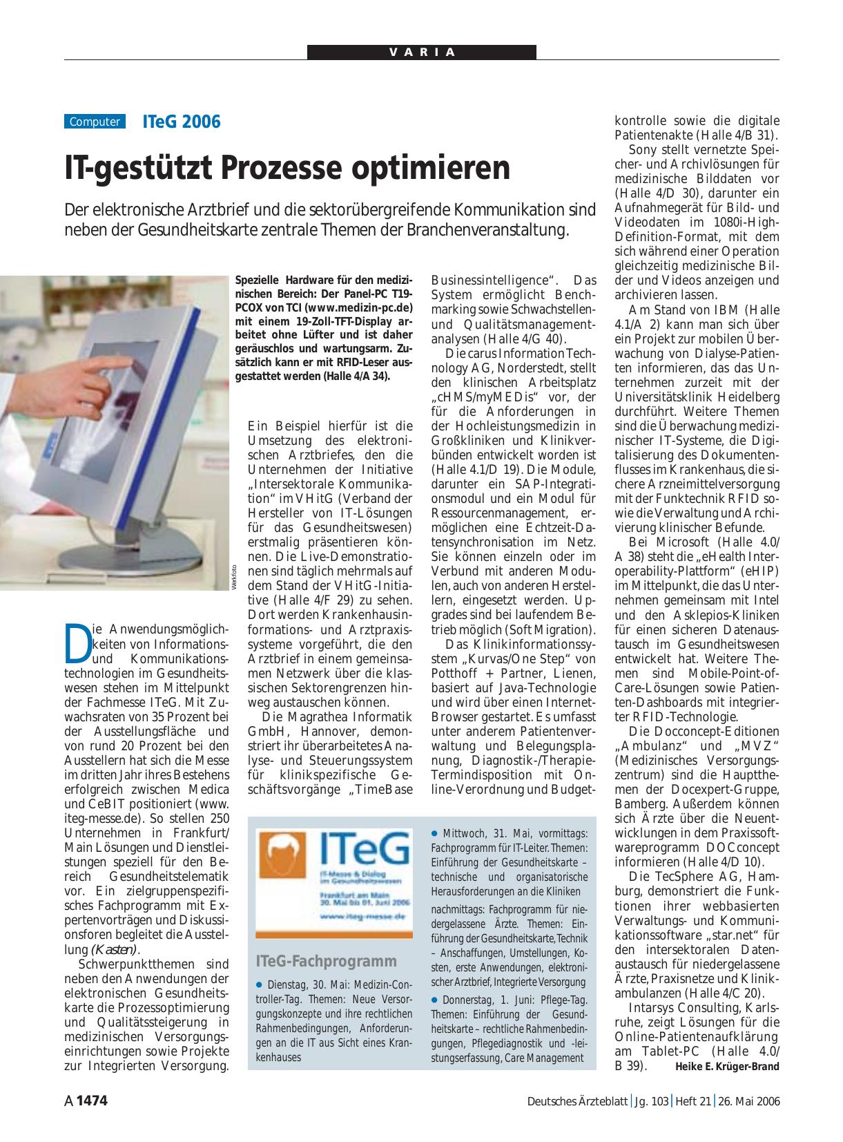 Vorschauseite 1: ITeG 2006: IT-gestützt Prozesse optimieren