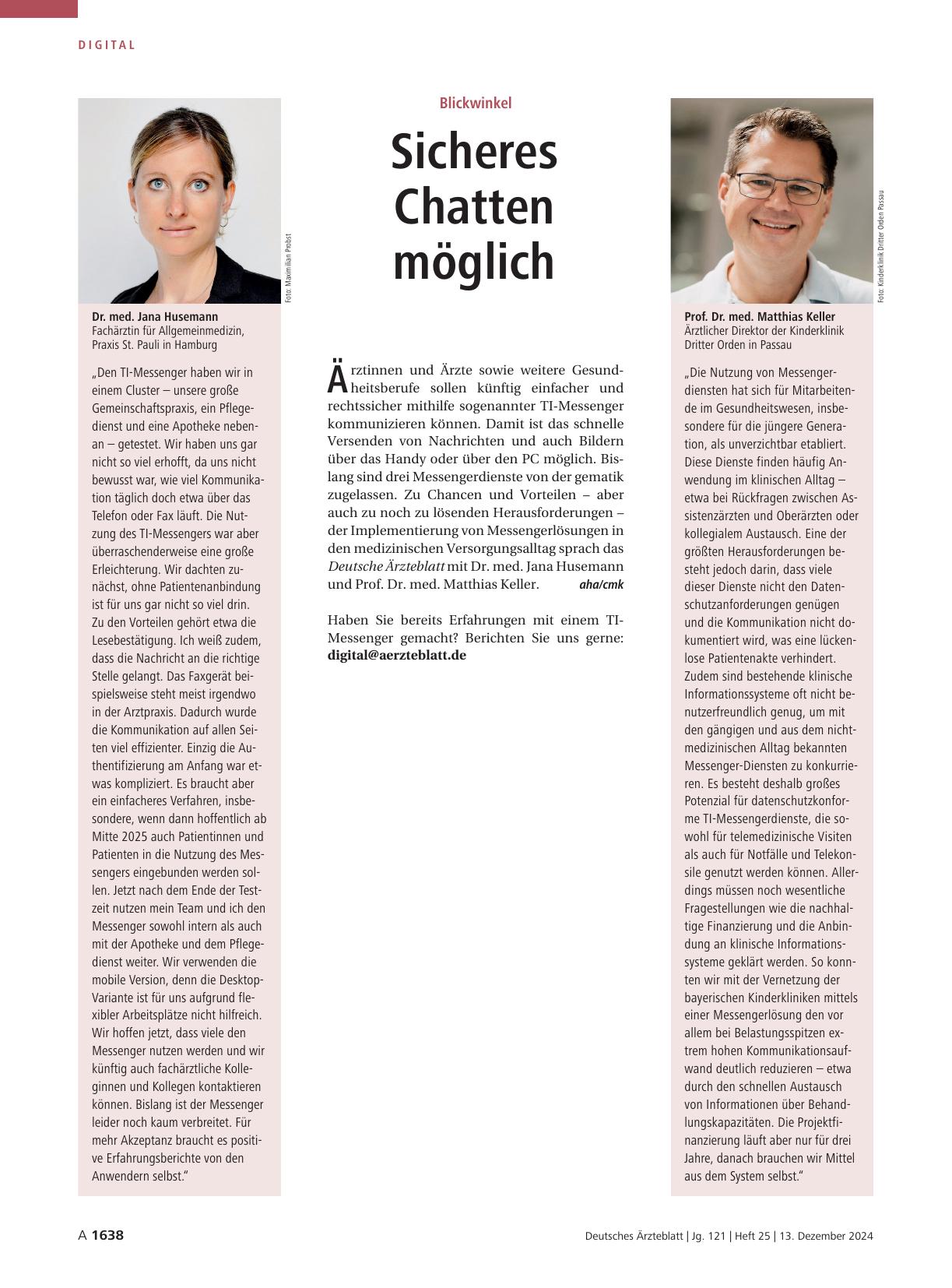 Vorschauseite 1: Blickwinkel: Sicheres Chatten möglich
