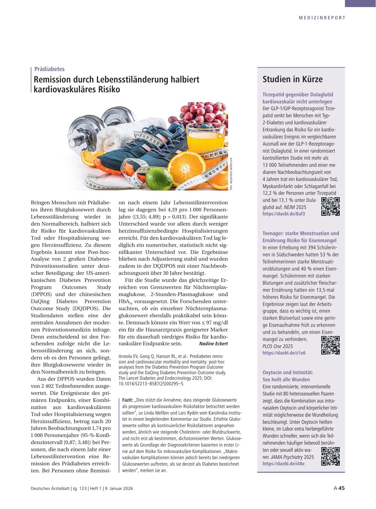 Vorschauseite 1: Prädiabetes: Remission durch Lebensstiländerung halbiert kardiovaskuläres Risiko